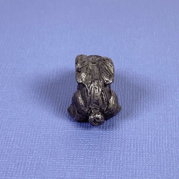 Vintage Pewter Bunny Rabbit Figurine Miniature Metal Shadowbox Novelty Hare Mini - Picture 3 of 8